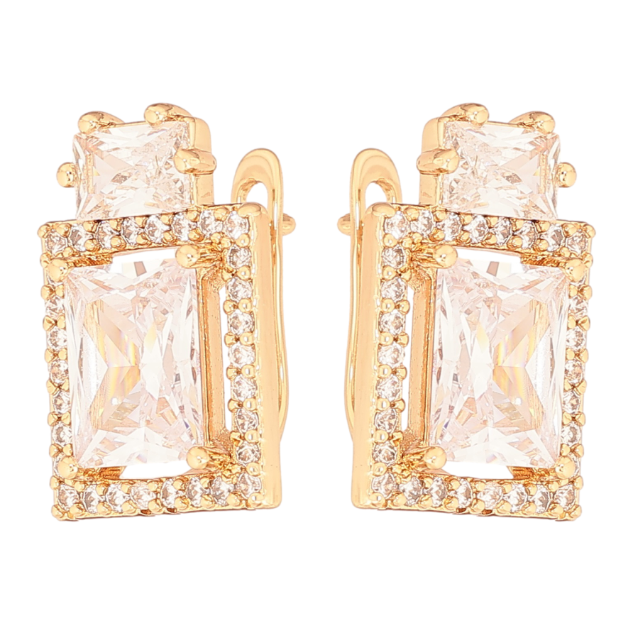 Серьги Xuping Позолота 18K английский замок Кристаллы в обрамлении циркония фото №1 Серьги Xuping Позолота 18K английский замок Кристаллы в обрамлении циркония фото №1