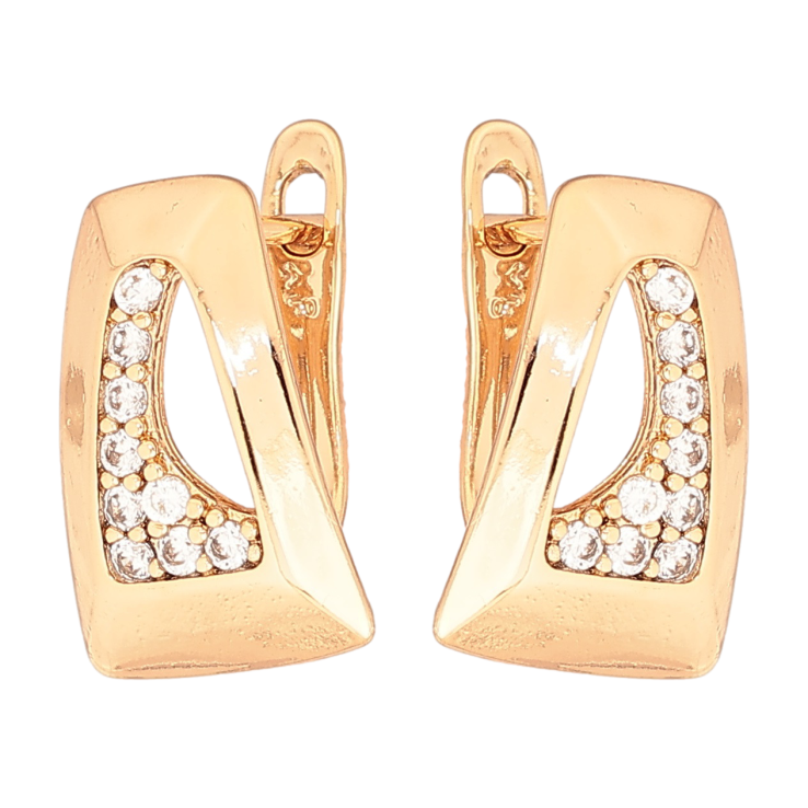 Сережки Xuping Позолота 18K англійський замок «Візерунок з цирконієм» фото №15
