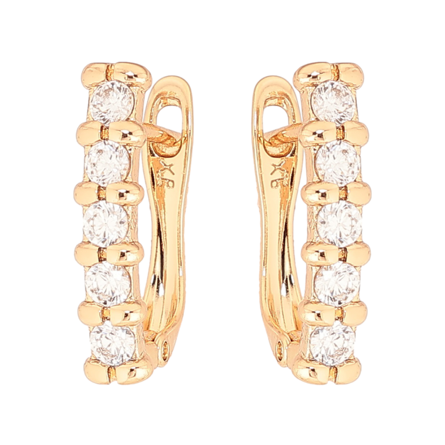 Сережки Xuping Позолота 18K англійський замок «Доріжки цирконію» фото №1 Сережки Xuping Позолота 18K англійський замок «Доріжки цирконію» фото №1