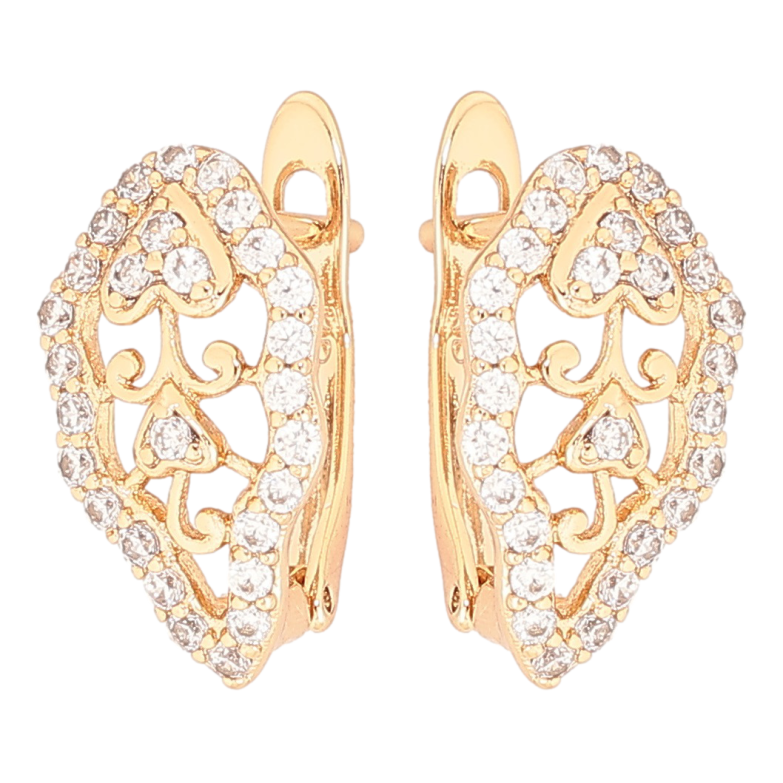 Серьги Xuping Позолота 18K английский замок Ажурный узор с цирконием фото №1 Серьги Xuping Позолота 18K английский замок Ажурный узор с цирконием фото №1
