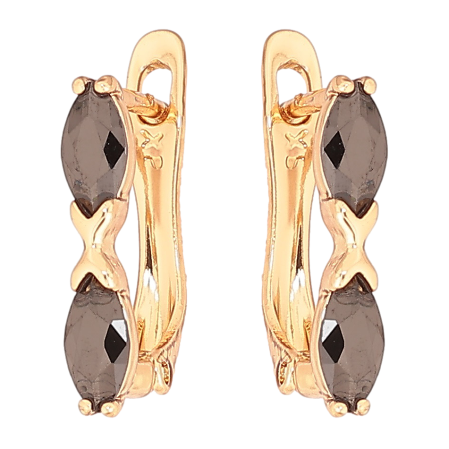 Сережки Xuping Позолота 18K англійський замок «Чорні кристали» фото №1