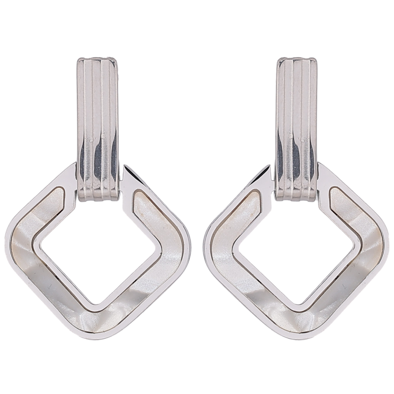 Сережки Xuping TTM Stainless Steel колір Родій пусети «Ромбові підвіски з перламутровими вставками» фото №1 Сережки Xuping TTM Stainless Steel колір Родій пусети «Ромбові підвіски з перламутровими вставками» фото №1