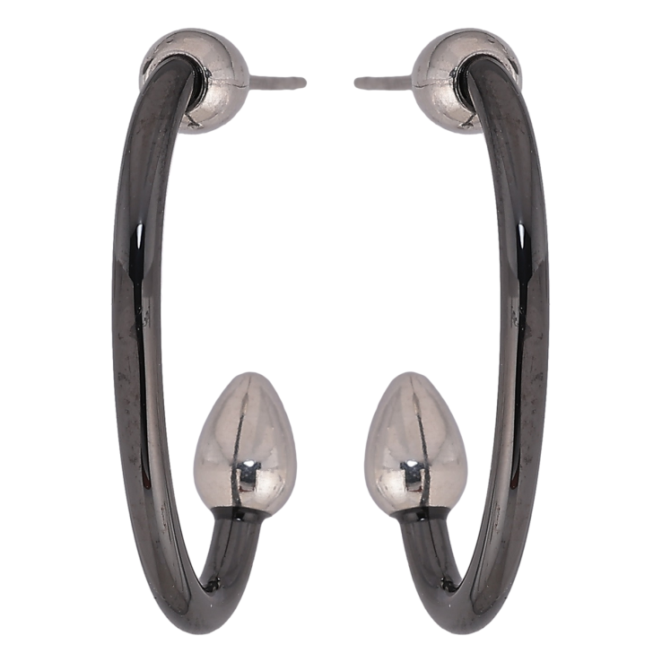 Серьги Xuping TTM Stainless Steel цвет Родий пусеты Дуги из черной керамики фото №13