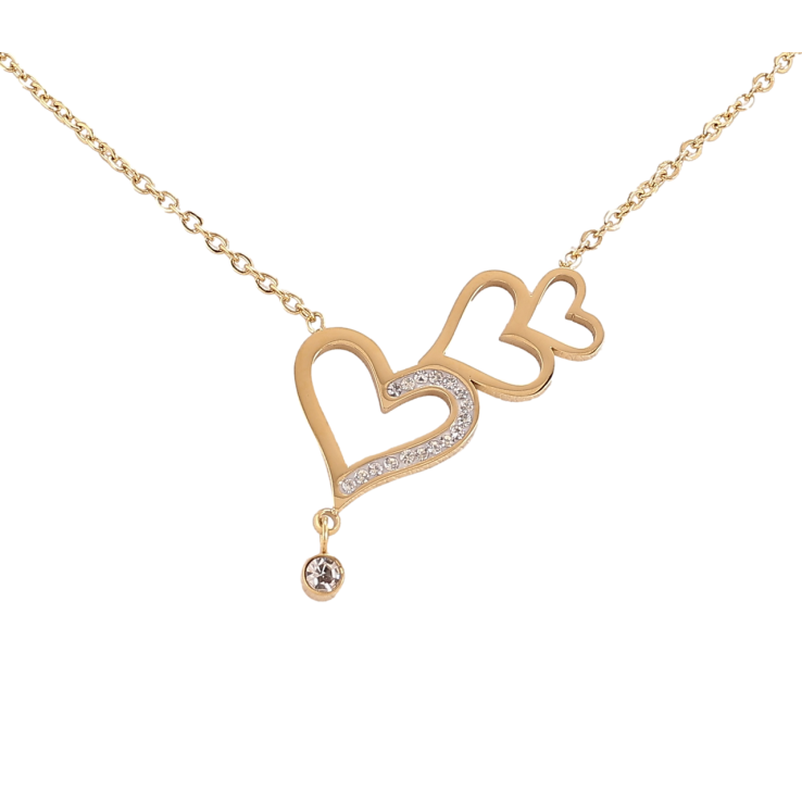 Кулон на цепочке Xuping ТТМ Stainless Steel цвет 14K Сердечки длина 44-49см х 1мм фото №25
