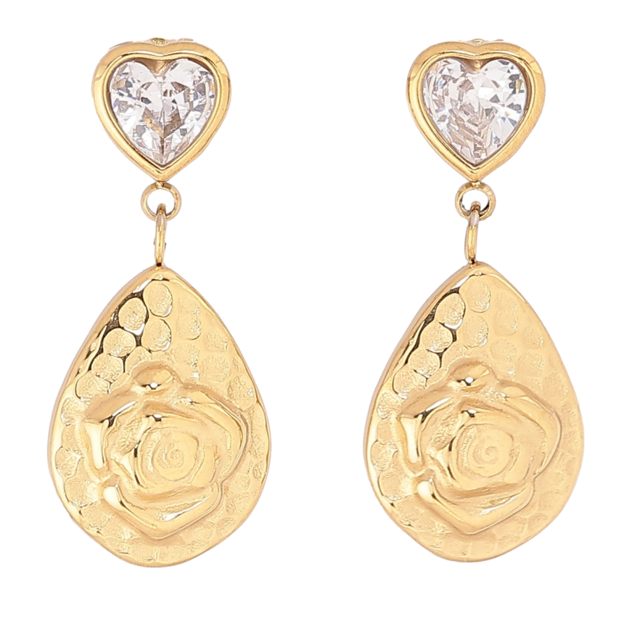 Серьги Xuping TTM Stainless Steel цвет 14К пусеты Подвески с цветочным узором фото №1 Серьги Xuping TTM Stainless Steel цвет 14К пусеты Подвески с цветочным узором фото №1