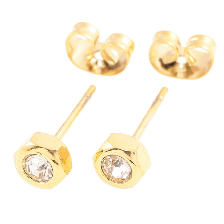 Серьги Xuping TTM Stainless Steel цвет 14К пусеты Гайки с кристаллами фото №11 Серьги Xuping TTM Stainless Steel цвет 14К пусеты Гайки с кристаллами фото №11