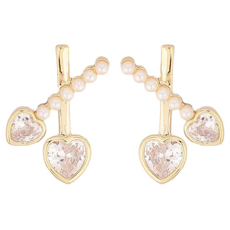 Сережки Xuping Позолота 14K пусети «Візерунок з кришталевими сердечками» фото №4 Сережки Xuping Позолота 14K пусети «Візерунок з кришталевими сердечками» фото №4