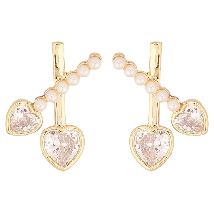 Сережки Xuping Позолота 14K пусети «Візерунок з кришталевими сердечками» фото №1 Сережки Xuping Позолота 14K пусети «Візерунок з кришталевими сердечками» фото №1
