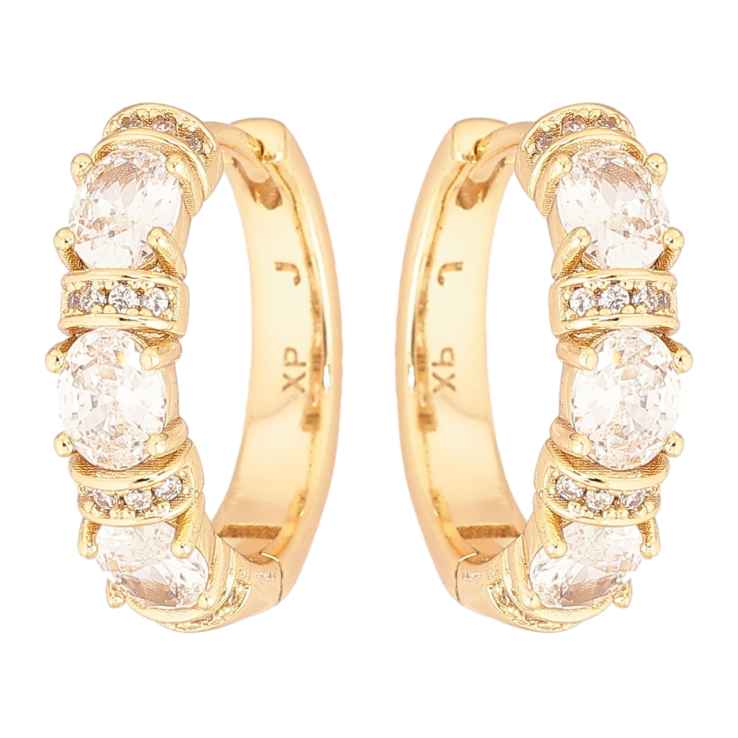 Сережки Xuping Позолота 14K колечка «Кришталевий блиск» фото №7 Сережки Xuping Позолота 14K колечка «Кришталевий блиск» фото №7