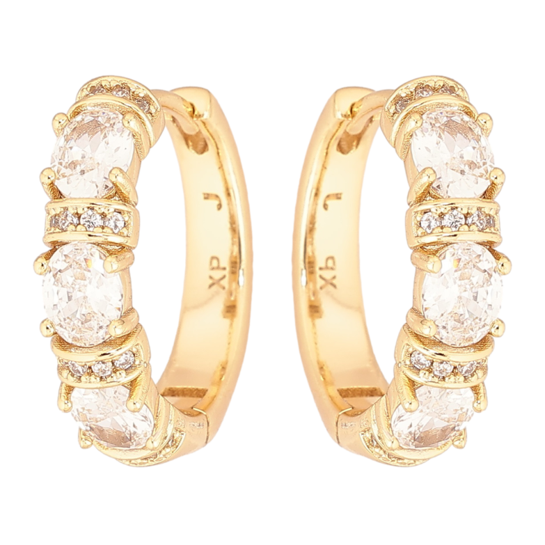 Сережки Xuping Позолота 14K колечка «Кришталевий блиск» фото №1 Сережки Xuping Позолота 14K колечка «Кришталевий блиск» фото №1