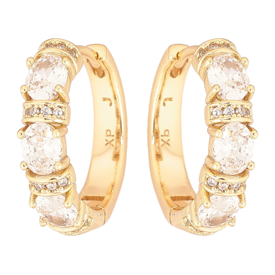 Сережки Xuping Позолота 14K колечка «Кришталевий блиск» фото №1 Сережки Xuping Позолота 14K колечка «Кришталевий блиск» фото №1
