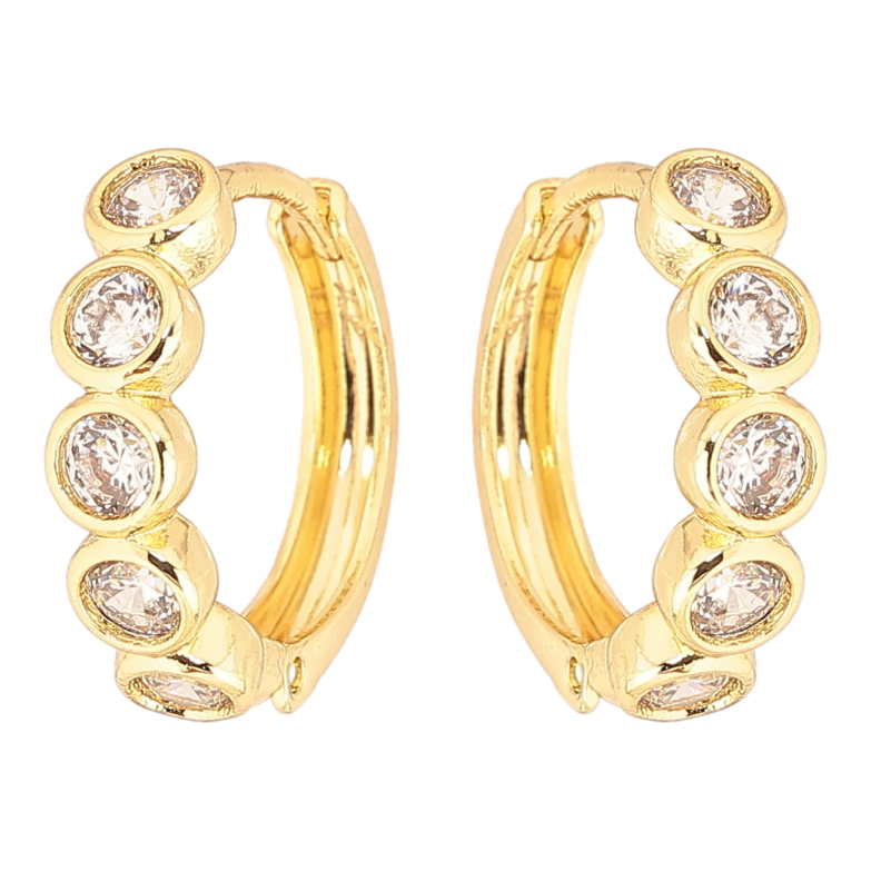 Сережки Xuping Позолота 14K колечка «Кришталеві доріжки» фото №1 Сережки Xuping Позолота 14K колечка «Кришталеві доріжки» фото №1