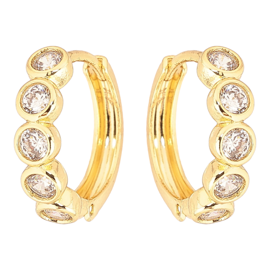 Сережки Xuping Позолота 14K колечка «Кришталеві доріжки» фото №1 Сережки Xuping Позолота 14K колечка «Кришталеві доріжки» фото №1