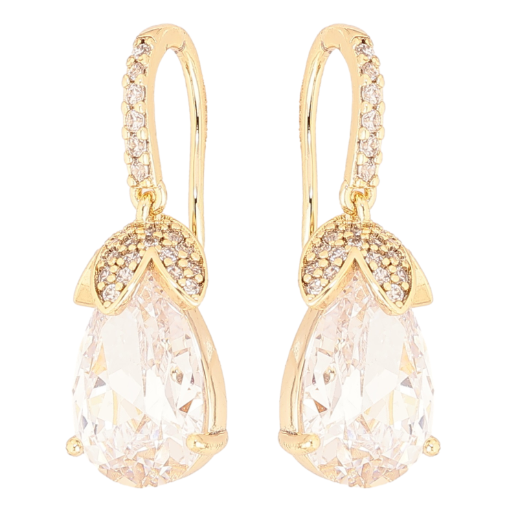 Серьги Xuping Позолота 14K французский замок Кристальные бутоны фото №6 Серьги Xuping Позолота 14K французский замок Кристальные бутоны фото №6