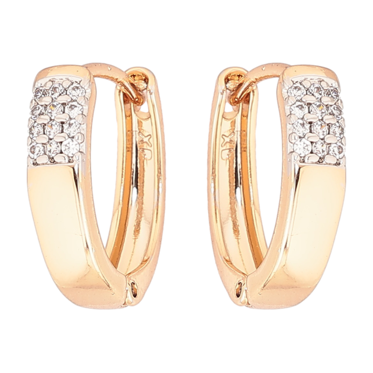 Серьги Xuping Позолота 18K + Родий колечки Узор с кристаллами фото №13 Серьги Xuping Позолота 18K + Родий колечки Узор с кристаллами фото №13