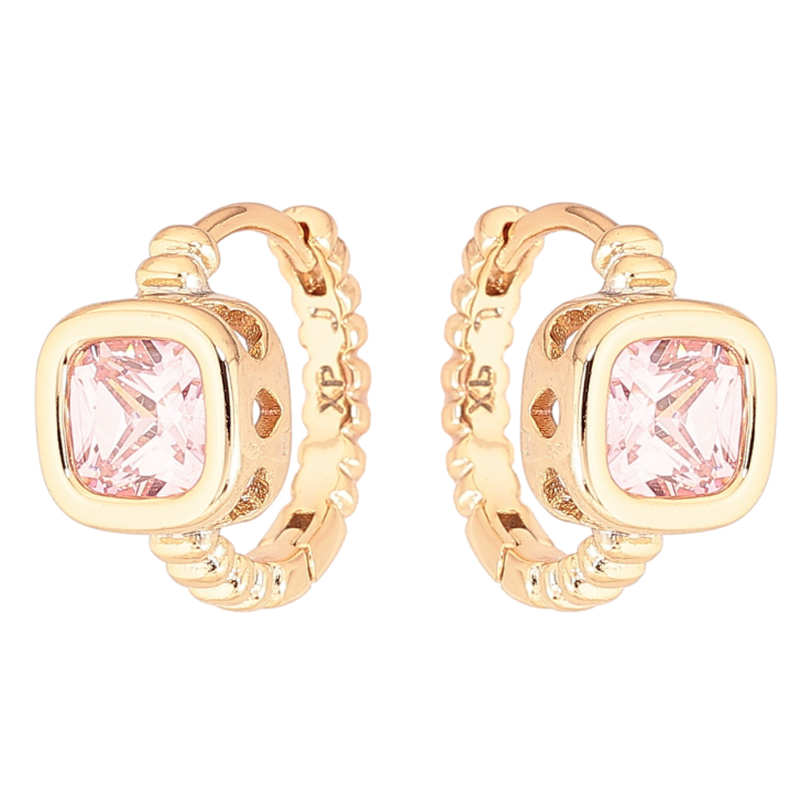 Сережки Xuping Позолота 18K колечка «Рожеві кристали» фото №12 Сережки Xuping Позолота 18K колечка «Рожеві кристали» фото №12
