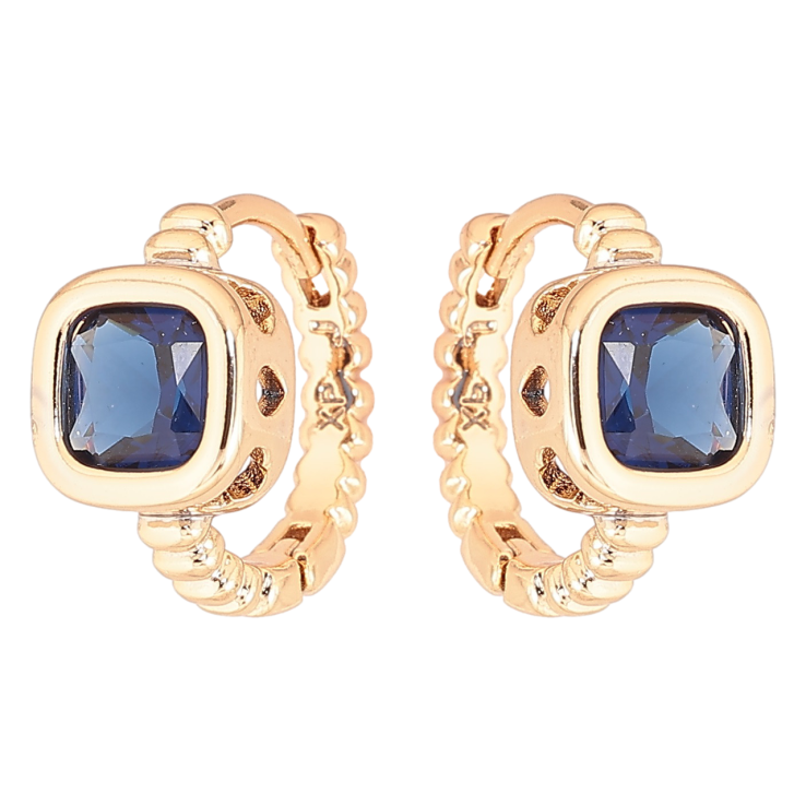 Сережки Xuping Позолота 18K колечка «Сині кристали» фото №8 Сережки Xuping Позолота 18K колечка «Сині кристали» фото №8