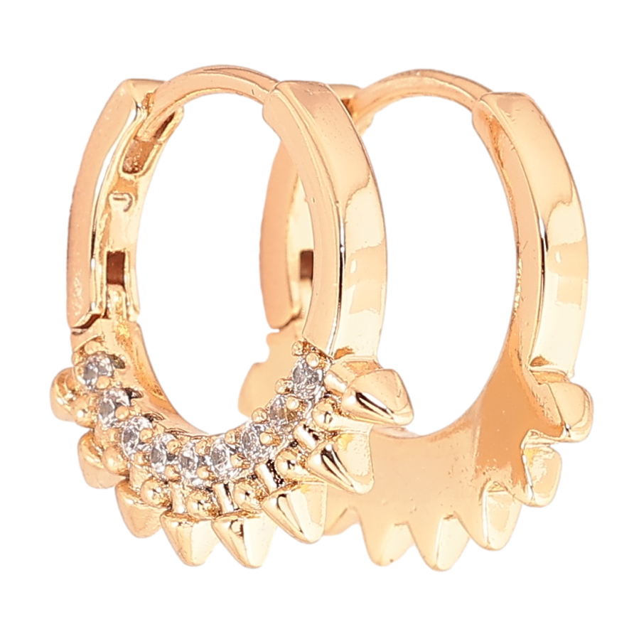 Сережки Xuping Позолота 18K колечка «Бічний візерунок з кристалами» фото №1 Сережки Xuping Позолота 18K колечка «Бічний візерунок з кристалами» фото №1