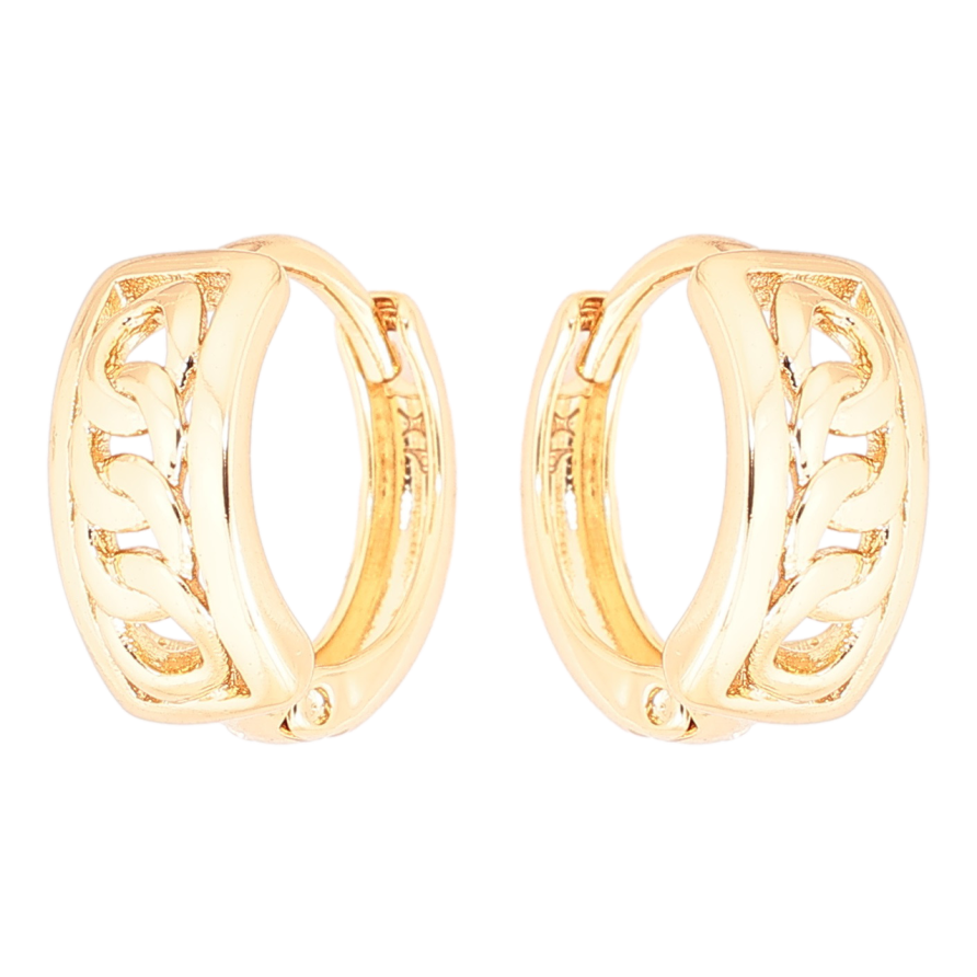 Сережки Xuping Позолота 18K колечка «Візерунок ланцюжок» фото №1 Сережки Xuping Позолота 18K колечка «Візерунок ланцюжок» фото №1