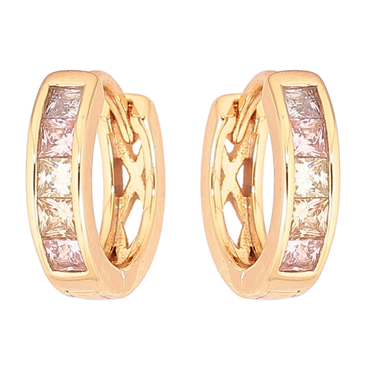 Серьги Xuping Позолота 18K колечки Дорожки разноцветных кристаллов фото №3 Серьги Xuping Позолота 18K колечки Дорожки разноцветных кристаллов фото №3