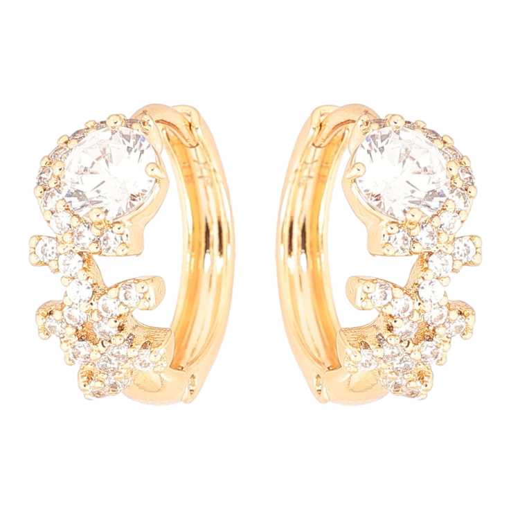 Серьги Xuping Позолота 18K колечки Узор из кристаллов фото №4 Серьги Xuping Позолота 18K колечки Узор из кристаллов фото №4