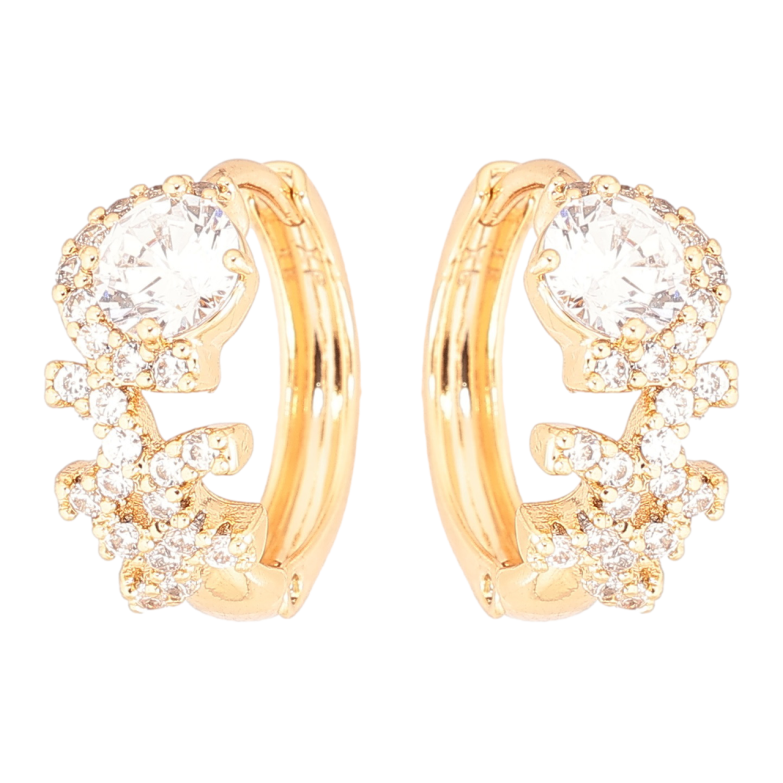 Сережки Xuping Позолота 18K колечка «Візерунок з кристалів» фото №1 Сережки Xuping Позолота 18K колечка «Візерунок з кристалів» фото №1