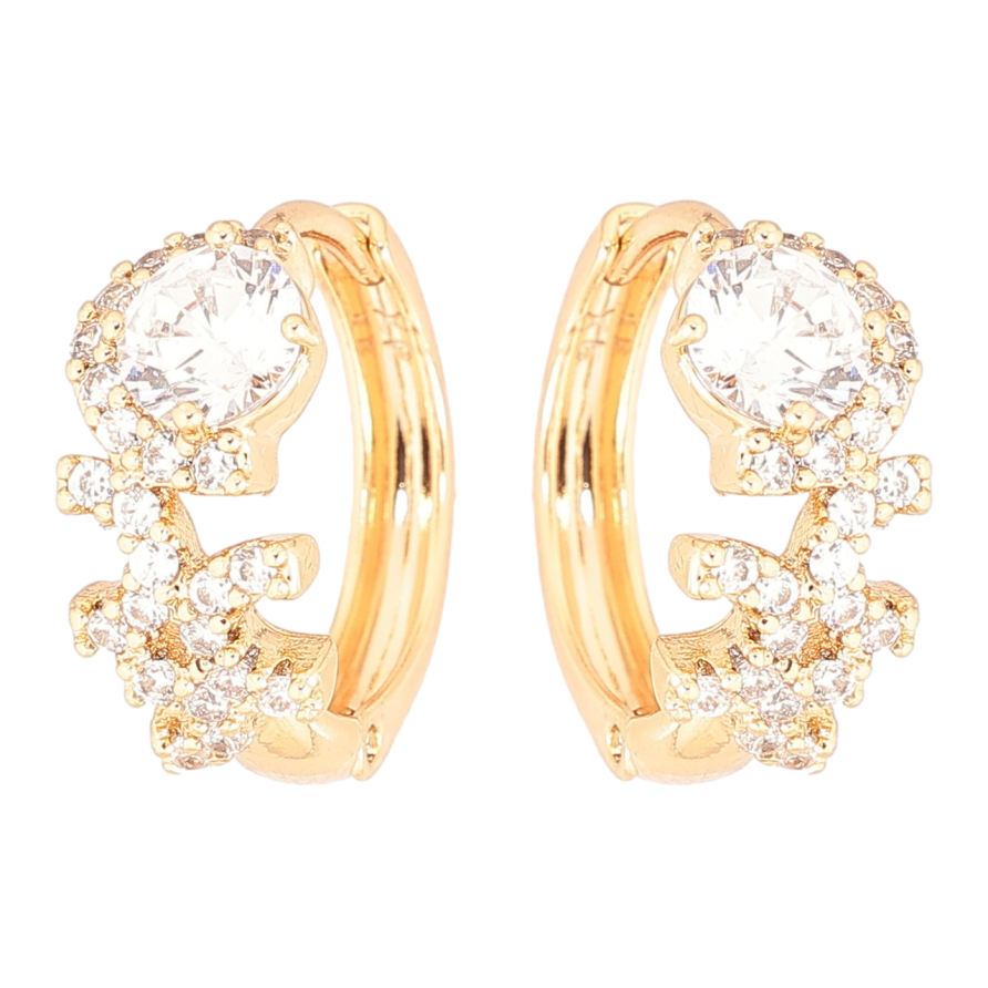 Серьги Xuping Позолота 18K колечки Узор из кристаллов фото №1 Серьги Xuping Позолота 18K колечки Узор из кристаллов фото №1