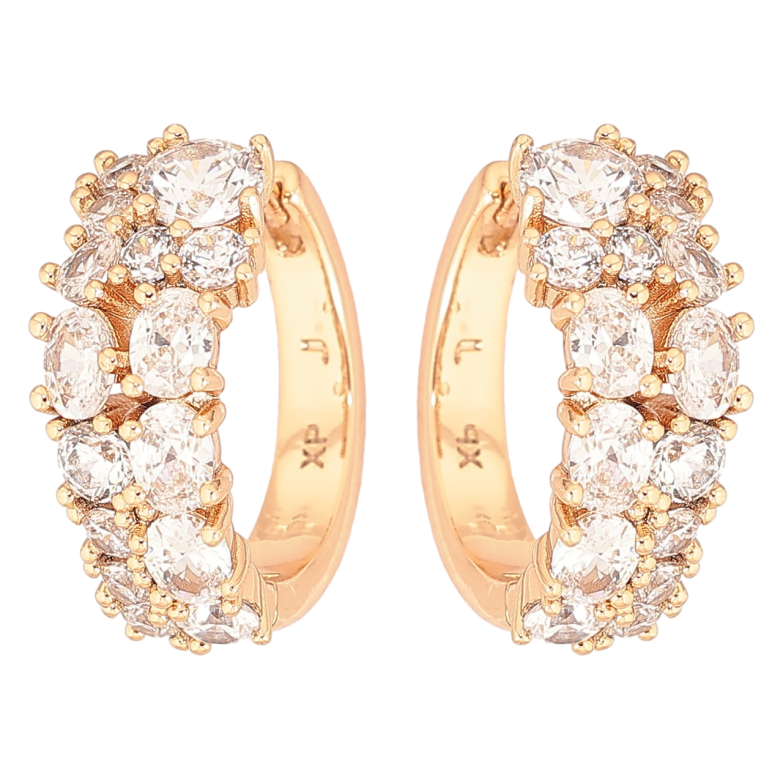 Сережки Xuping Позолота 18K колечка «Інкрустація кристалами» фото №3