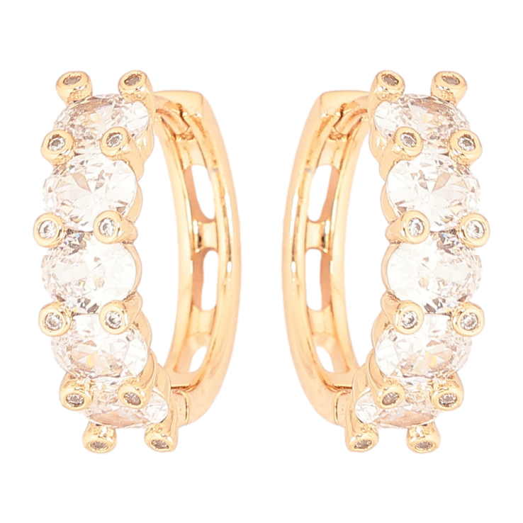 Сережки Xuping Позолота 18K колечка «Кришталеві доріжки» фото №23 Сережки Xuping Позолота 18K колечка «Кришталеві доріжки» фото №23