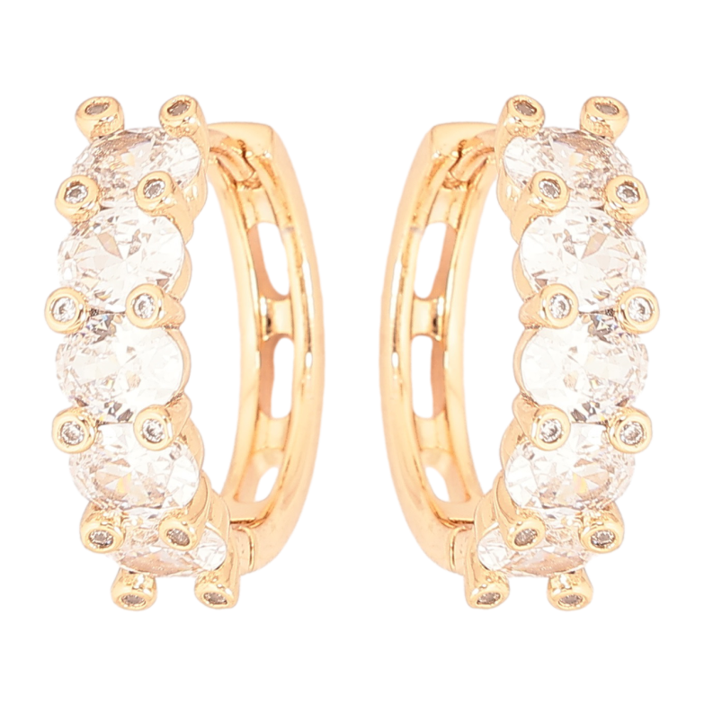 Сережки Xuping Позолота 18K колечка «Кришталеві доріжки» фото №3 Сережки Xuping Позолота 18K колечка «Кришталеві доріжки» фото №3