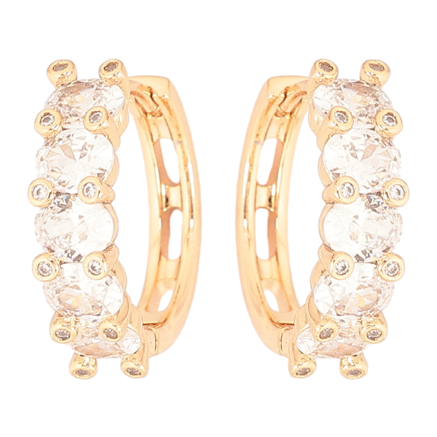 Серьги Xuping Позолота 18K колечки Кристальные дорожки фото №1 Серьги Xuping Позолота 18K колечки Кристальные дорожки фото №1