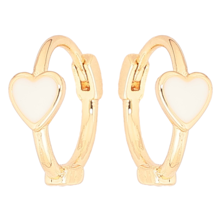 Сережки Xuping Позолота 18K колечка «Сердечка з білою емаллю» фото №18