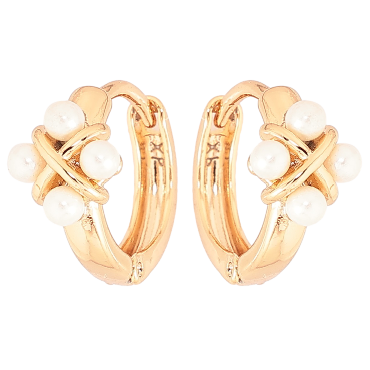 Серьги Xuping Позолота 18K колечки Узор из жемчужин фото №22 Серьги Xuping Позолота 18K колечки Узор из жемчужин фото №22