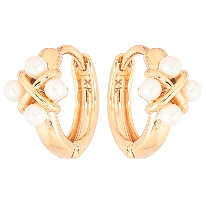 Сережки Xuping Позолота 18K колечка «Візерунок з перлин» фото №5 Сережки Xuping Позолота 18K колечка «Візерунок з перлин» фото №5