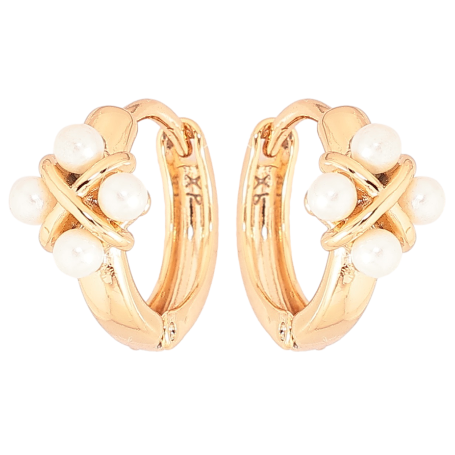 Серьги Xuping Позолота 18K колечки Узор из жемчужин фото №1 Серьги Xuping Позолота 18K колечки Узор из жемчужин фото №1