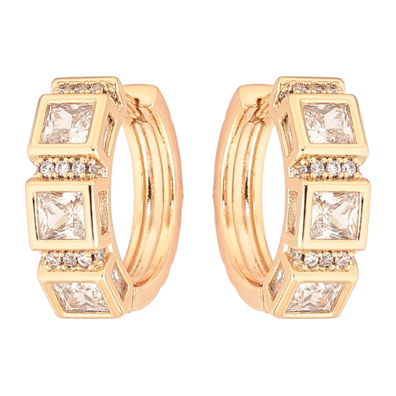 Сережки Xuping Позолота 18K колечка «Інкрустація кристалами» фото №1