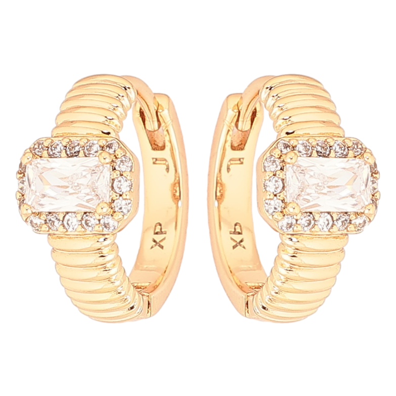 Сережки Xuping Позолота 18K колечка «Візерунок з кристалів» фото №2 Сережки Xuping Позолота 18K колечка «Візерунок з кристалів» фото №2