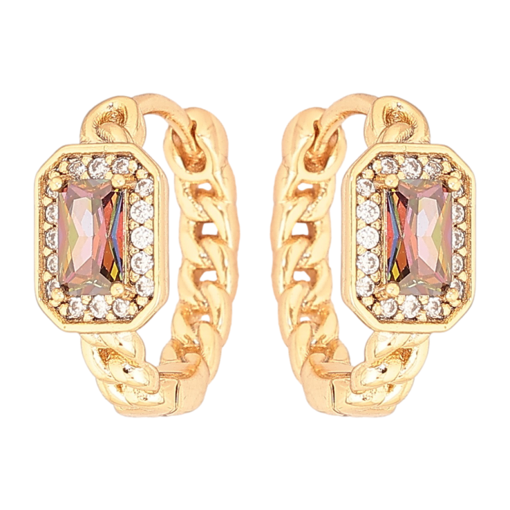 Сережки Xuping Позолота 18K колечка «Візерунок ланцюжок з кристалом хамелеон» фото №23 Сережки Xuping Позолота 18K колечка «Візерунок ланцюжок з кристалом хамелеон» фото №23