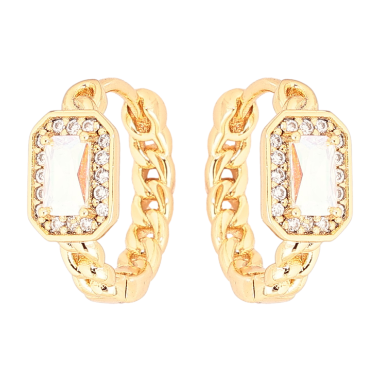 Серьги Xuping Позолота 18K колечки Узор цепочка с радужным кристаллом фото №16 Серьги Xuping Позолота 18K колечки Узор цепочка с радужным кристаллом фото №16