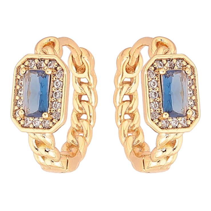 Серьги Xuping Позолота 18K колечки Узор цепочка с синим кристаллом фото №25 Серьги Xuping Позолота 18K колечки Узор цепочка с синим кристаллом фото №25