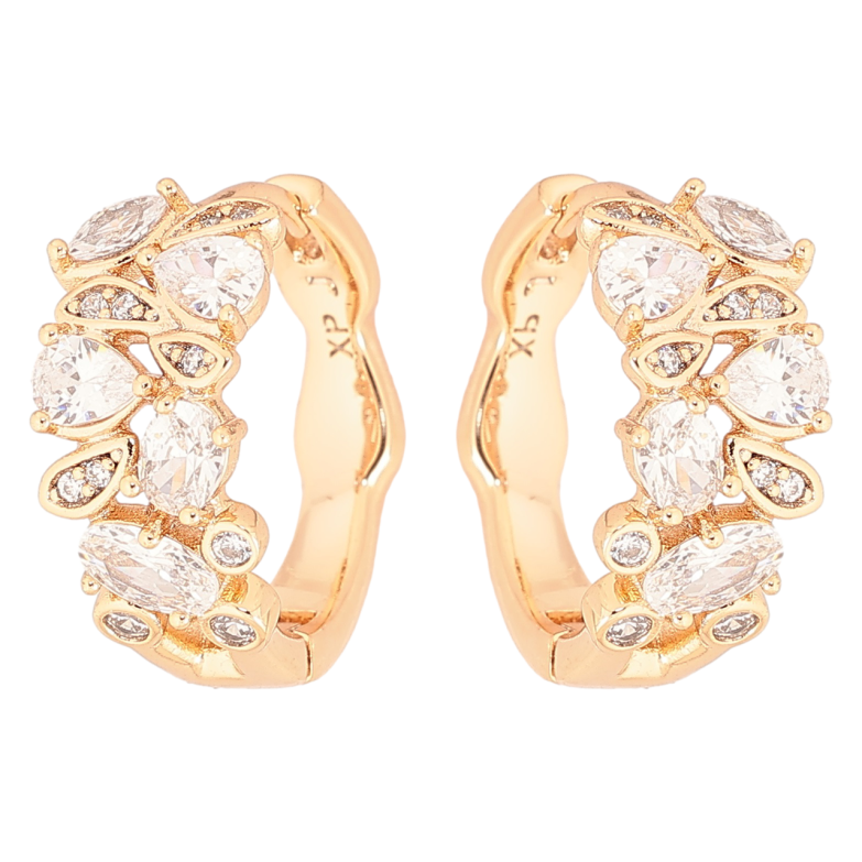 Сережки Xuping Позолота 18K колечка «Кришталевий візерунок» фото №4 Сережки Xuping Позолота 18K колечка «Кришталевий візерунок» фото №4