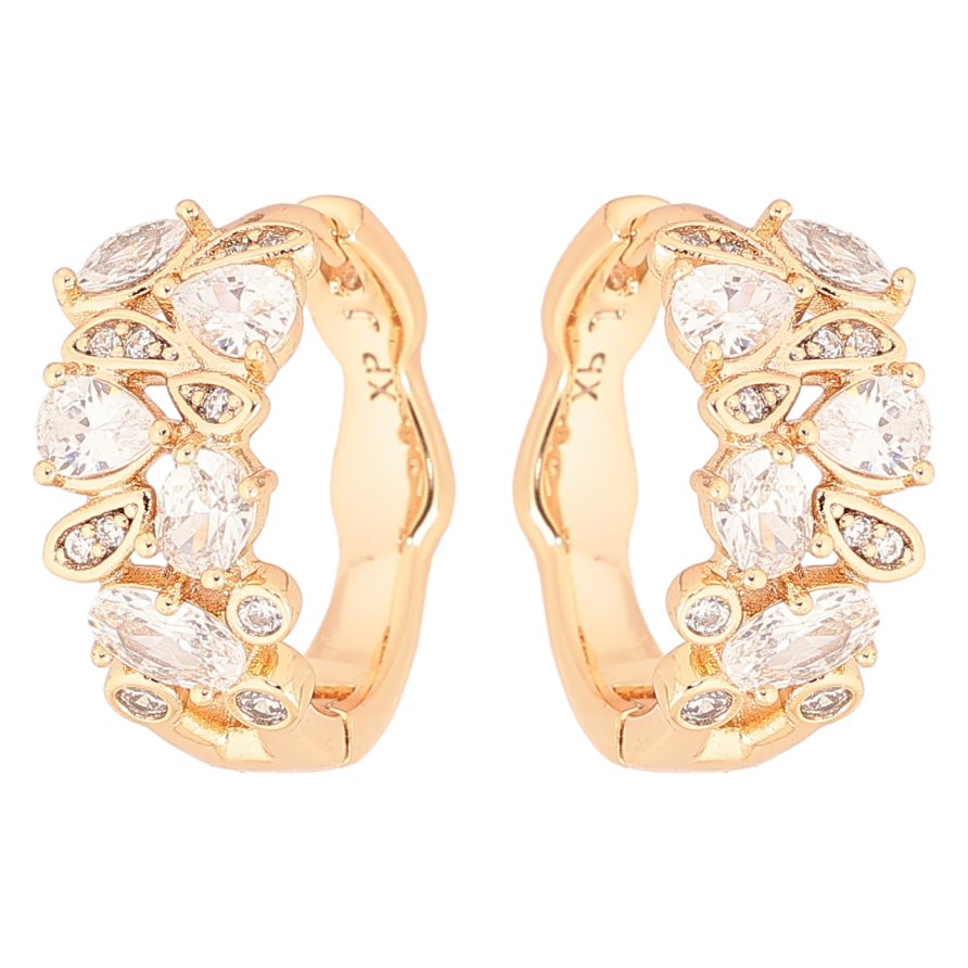 Серьги Xuping Позолота 18K колечки Кристальный узор фото №1 Серьги Xuping Позолота 18K колечки Кристальный узор фото №1