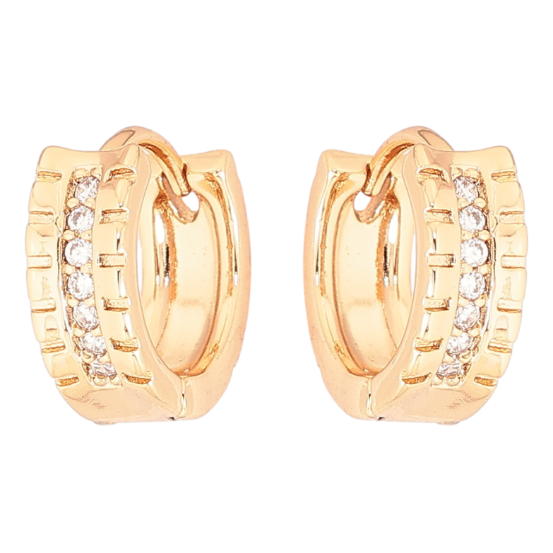 Сережки Xuping Позолота 18K колечка «Візерунок з доріжками кристалів» фото №1 Сережки Xuping Позолота 18K колечка «Візерунок з доріжками кристалів» фото №1
