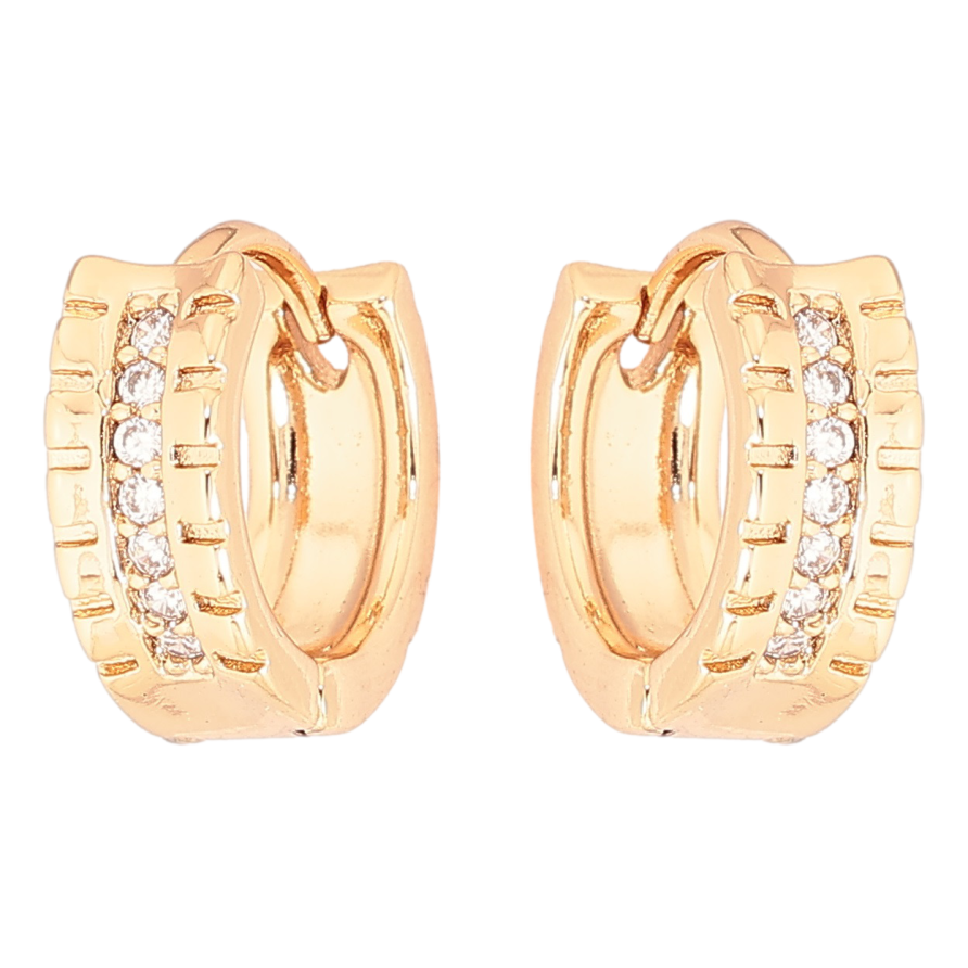 Серьги Xuping Позолота 18K колечки Узор с дорожками кристаллов фото №1 Серьги Xuping Позолота 18K колечки Узор с дорожками кристаллов фото №1