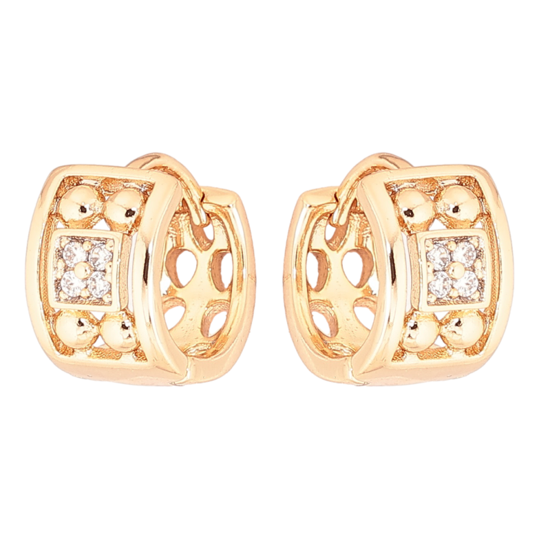 Серьги Xuping Позолота 18K колечки Узор с кристаллами фото №6 Серьги Xuping Позолота 18K колечки Узор с кристаллами фото №6