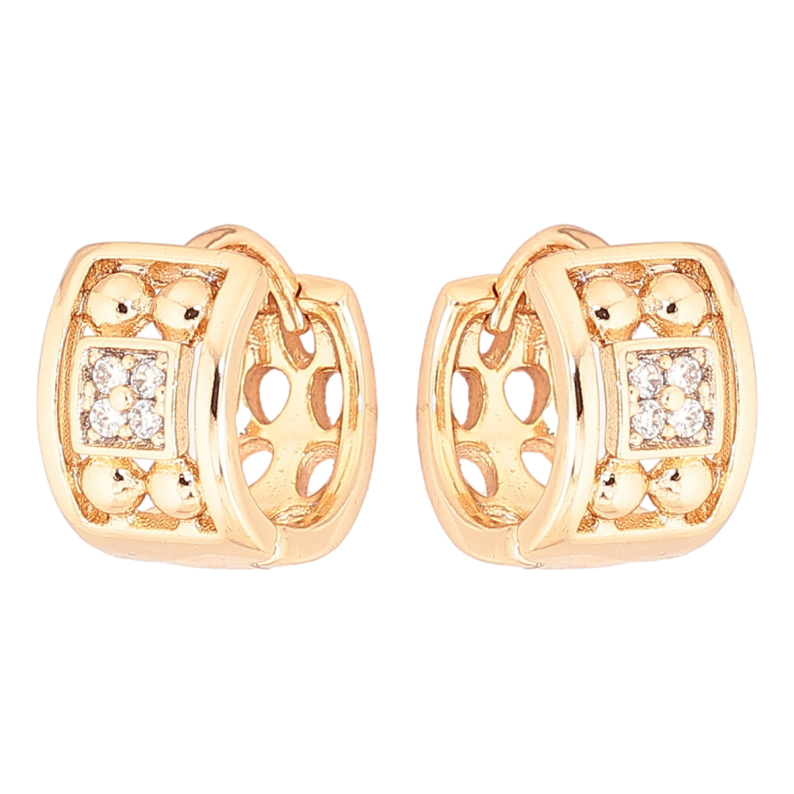Серьги Xuping Позолота 18K колечки Узор с кристаллами фото №1 Серьги Xuping Позолота 18K колечки Узор с кристаллами фото №1
