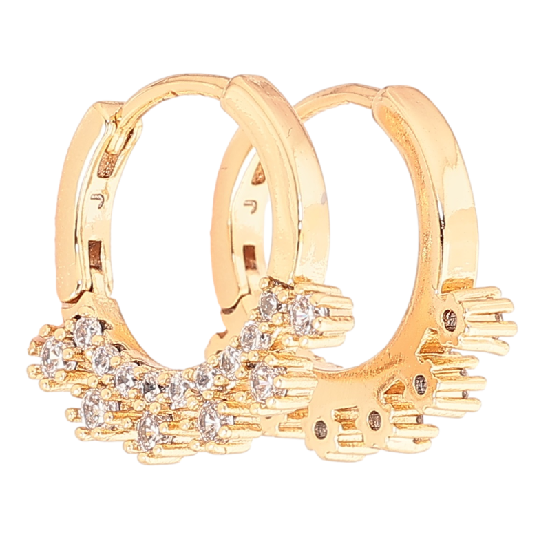 Сережки Xuping Позолота 18K колечка «Бічний візерунок з кристалів» фото №1 Сережки Xuping Позолота 18K колечка «Бічний візерунок з кристалів» фото №1