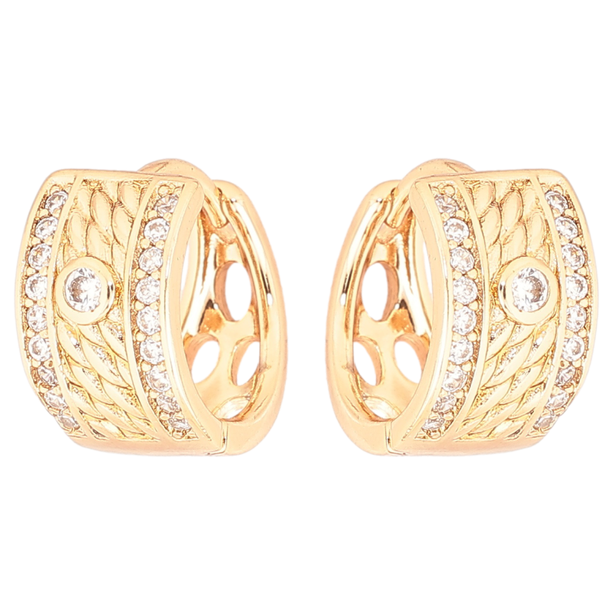 Серьги Xuping Позолота 18K колечки Декоративный узор с кристаллами фото №1 Серьги Xuping Позолота 18K колечки Декоративный узор с кристаллами фото №1