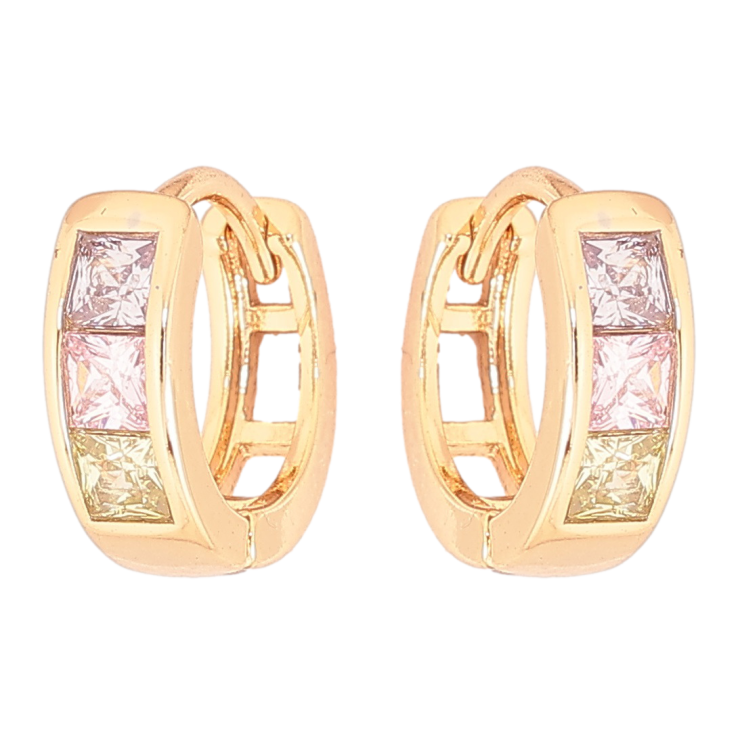 Сережки Xuping Позолота 18K колечка «Доріжки різнокольорових кристалів» фото №6