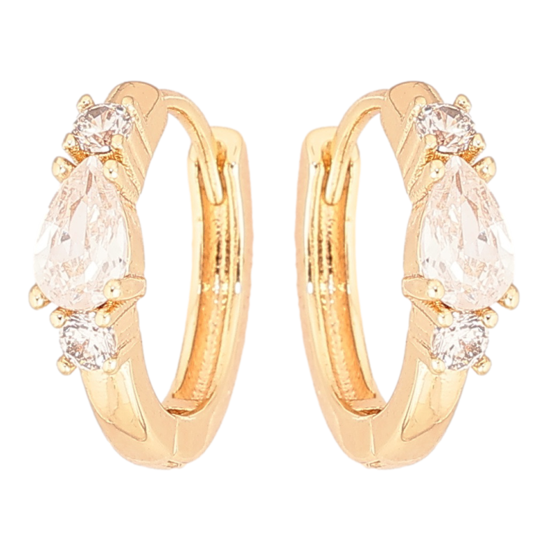 Сережки Xuping Позолота 18K колечка «Три кристали» фото №1 Сережки Xuping Позолота 18K колечка «Три кристали» фото №1